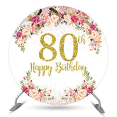 Toile de fond ronde joyeux 80e anniversaire à paillettes florales
